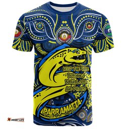 Amazing Aussie Parramatta Eels T-Shirt Celebrating Naidoc Week 2024 Aboriginal Dot Art Inspired