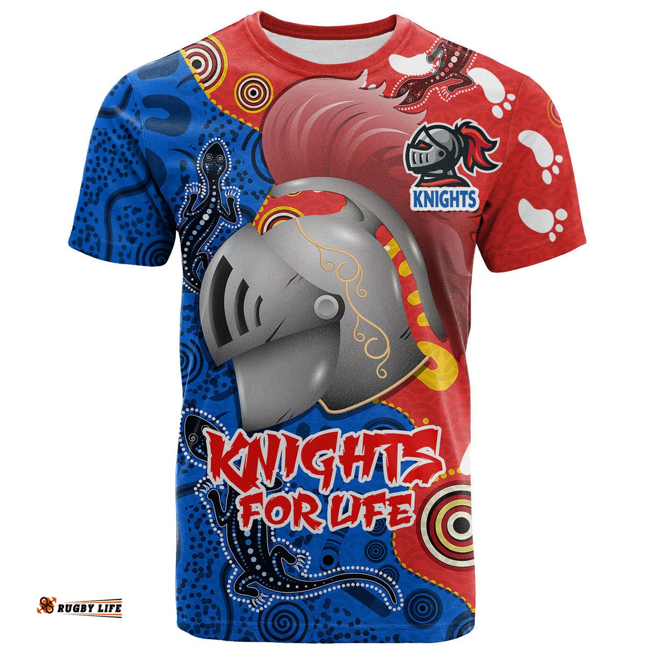 Amazing Aussie Newcastle Knights Custom T-shirt - Indigenous Newcastle Knights For Life Aboriginal Inspired T-shirt