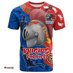 Amazing Aussie Newcastle Knights Custom T-shirt - Indigenous Newcastle Knights For Life Aboriginal Inspired T-shirt