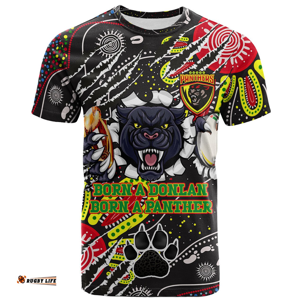 Amazing Aussie Penrith Panthers Custom T-shirt - Mighty Black The Proud Of Penrith Panthers Indigenous Scratch T-shirt
