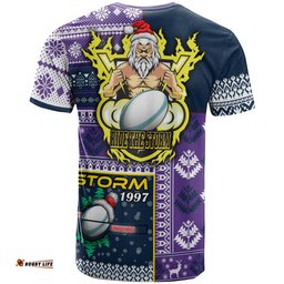 Amazing Aussie Melbourne Storm T-shirt - Custom Christmas Snowflakes Melbourne Storm Mascot T-shirt
