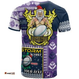 Amazing Aussie Melbourne Storm T-shirt - Custom Christmas Snowflakes Melbourne Storm Mascot T-shirt