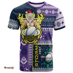 Amazing Aussie Melbourne Storm T-shirt - Custom Christmas Snowflakes Melbourne Storm Mascot T-shirt