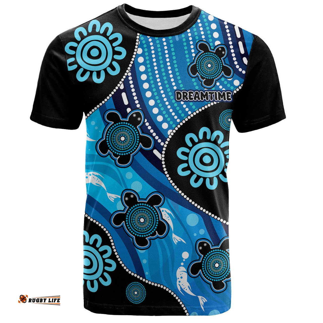 Amazing Aussie Australia T-Shirt Aboriginal Inspired Dreamtime River And Turtles Dot Art Painting