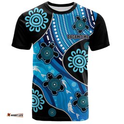 Amazing Aussie Australia T-Shirt Aboriginal Inspired Dreamtime River And Turtles Dot Art Painting