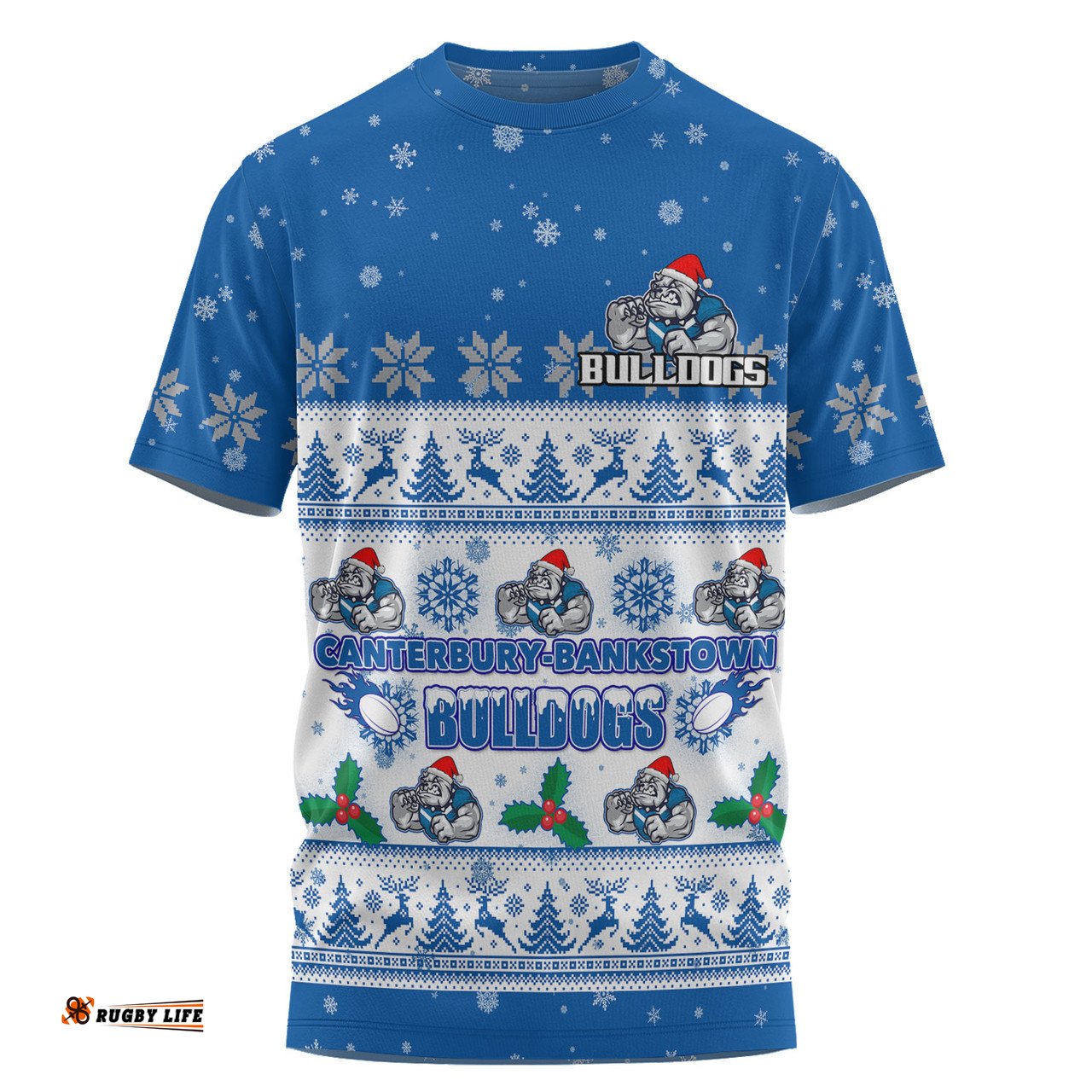 Amazing Aussie Canterbury-Bankstown Bulldogs Christmas Custom T-Shirt - Special Ugly Christmas T-Shirt