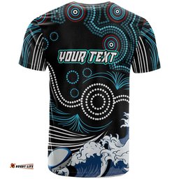 Amazing Aussie Cronulla-Sutherland Sharks T-shirt - Custom Impetuous Cronulla-Sutherland Sharks with Ball and Aboriginal Inspired Dot Painting Art