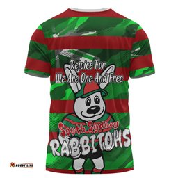 Amazing Aussie South Sydney Rabbitohs T-Shirt - Happy Australia Day We Are One And Free V2