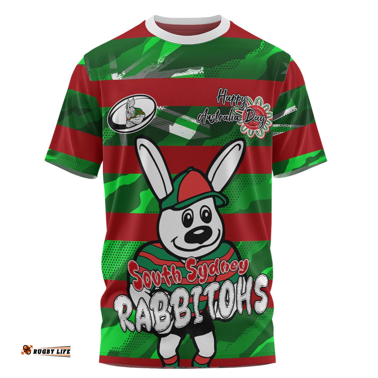 Amazing Aussie South Sydney Rabbitohs T-Shirt - Happy Australia Day We Are One And Free V2