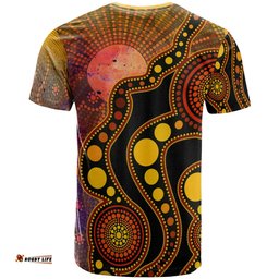 Amazing Aussie [Custom] Australia Aboriginal Inspired T-Shirt - Australia Indigenous Flag Circle Dot Painting Art (Golden)