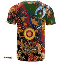 Amazing Aussie Australia Naidoc Week T-Shirt - Custom Naidoc Aboriginal Inspired Dot Art Painting With Native Kangaroo "Get up, Stand up, Show up," T-Shirt