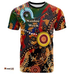 Amazing Aussie Australia Naidoc Week T-Shirt - Custom Naidoc Aboriginal Inspired Dot Art Painting With Native Kangaroo "Get up, Stand up, Show up," T-Shirt