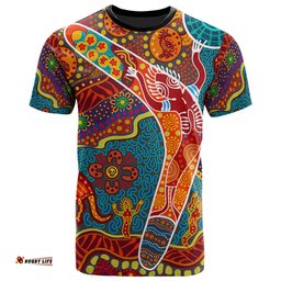 Amazing Aussie Australia Aboriginal Inspired T-Shirt - Indigenous Boomerang