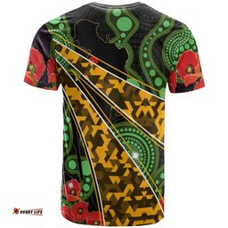Amazing Aussie Wallabies Rugby T-shirt - Custom Anzac Wallabies Kangaroo with Aboriginal Inspired Patterns T-shirt
