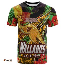Amazing Aussie Wallabies Rugby T-shirt - Custom Anzac Wallabies Kangaroo with Aboriginal Inspired Patterns T-shirt