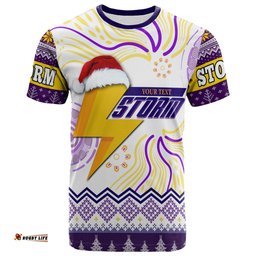 Amazing Aussie Melbourne Storm Christmas T-shirt - Custom Melbourne Storm Christmas And Aboriginal Patterns T-shirt