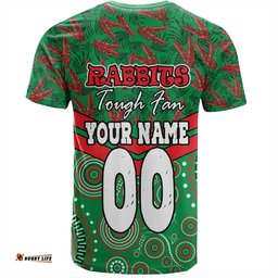 Amazing Aussie South Sydney Rabbitohs T-Shirt - Tropical Patterns And Dot Painting Eat Sleep Rugby Repeat