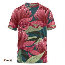 Amazing Aussie Australia Flowers Aboriginal T-shirt - Australian Waratah Flowers Painting In Aboriginal Style T-shirt