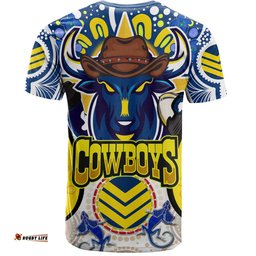 Amazing Aussie North Queensland Cowboys Custom Indigenous T-Shirt - North Queensland Cowboys Cows With Aboriginal Culture T-Shirt