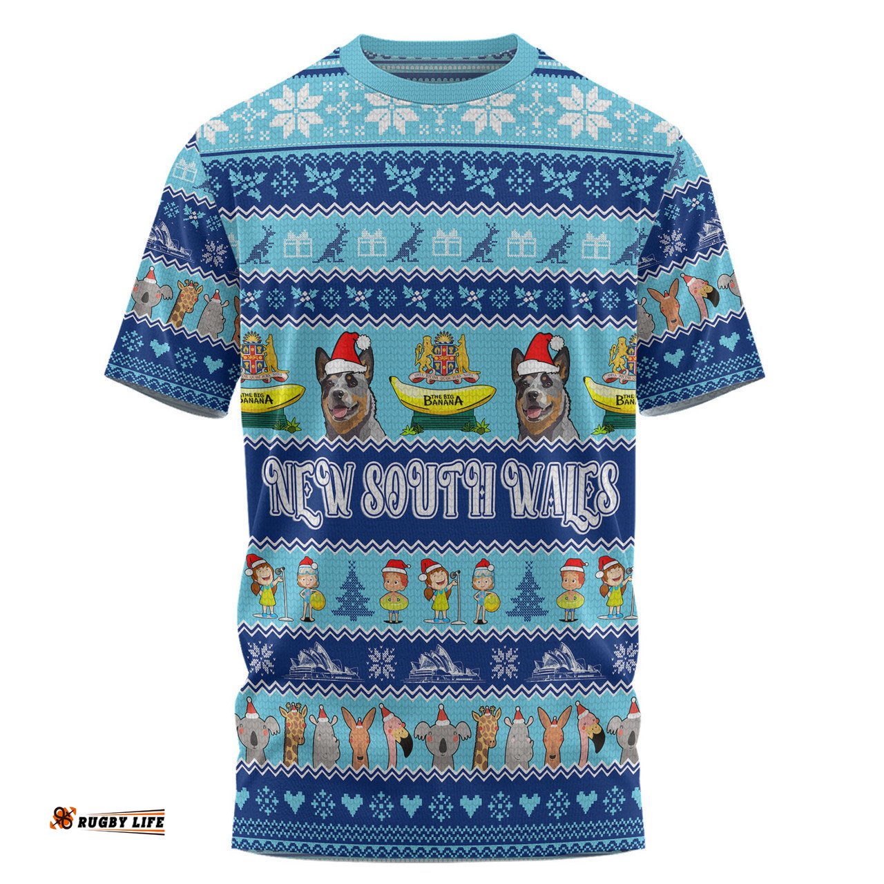 Amazing Aussie New South Wales Big Things Christmas Custom T-shirt - The Big Banana And Blue Heeler For Kids T-shirt