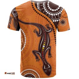 Amazing Aussie Australia Aboriginal Inspired T-Shirt -  Aboriginal Art With Lizard T-Shirt