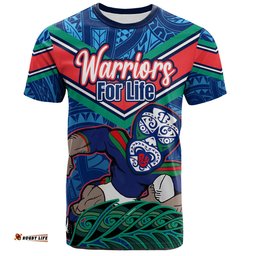 Amazing Aussie New Zealand Warriors Custom T-Shirt - Warriors For Life With Aboriginal Style T-Shirt