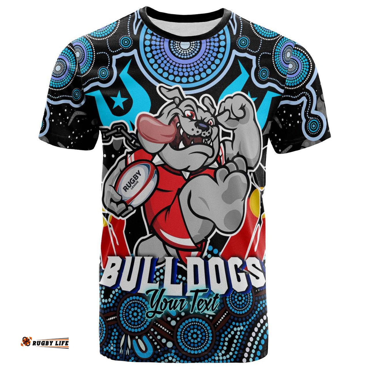 Amazing Aussie Canterbury-Bankstown Bulldogs T-Shirt - Custom Naidoc Week Canterbury-Bankstown Bulldogs Torres Strait and Ball Aboriginal Inspired Patterns