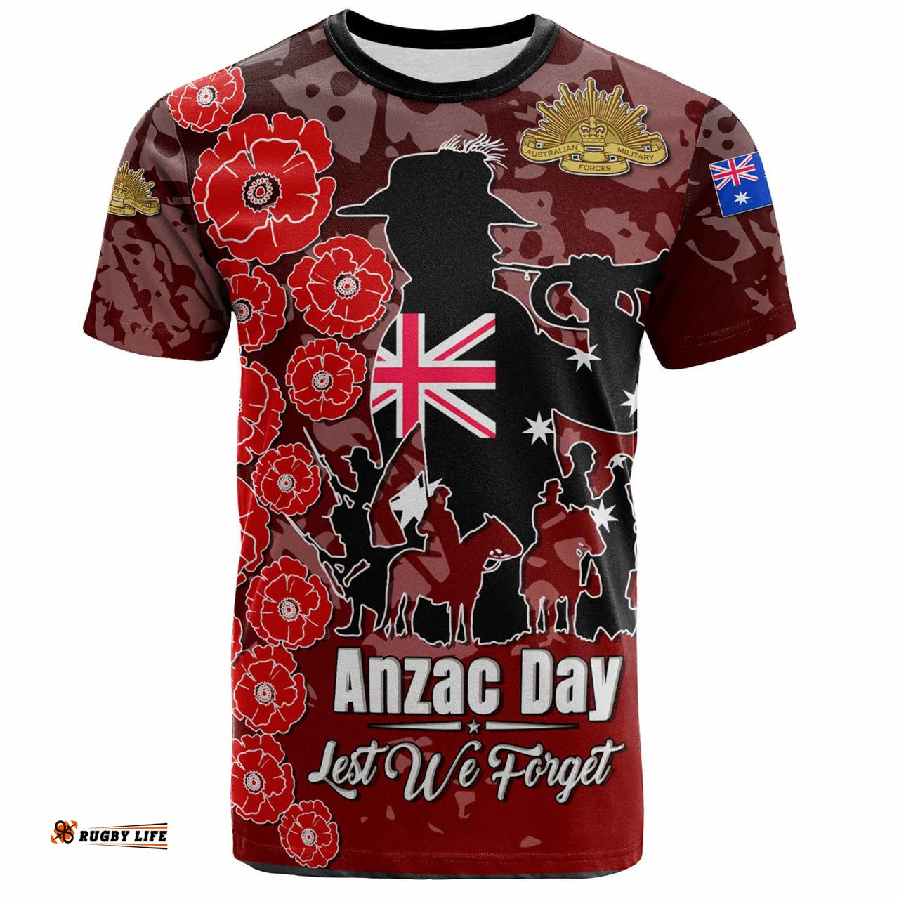 Amazing Aussie Australia  Anzac Custom T-shirt - Lest We Forget Red Style T-shirt