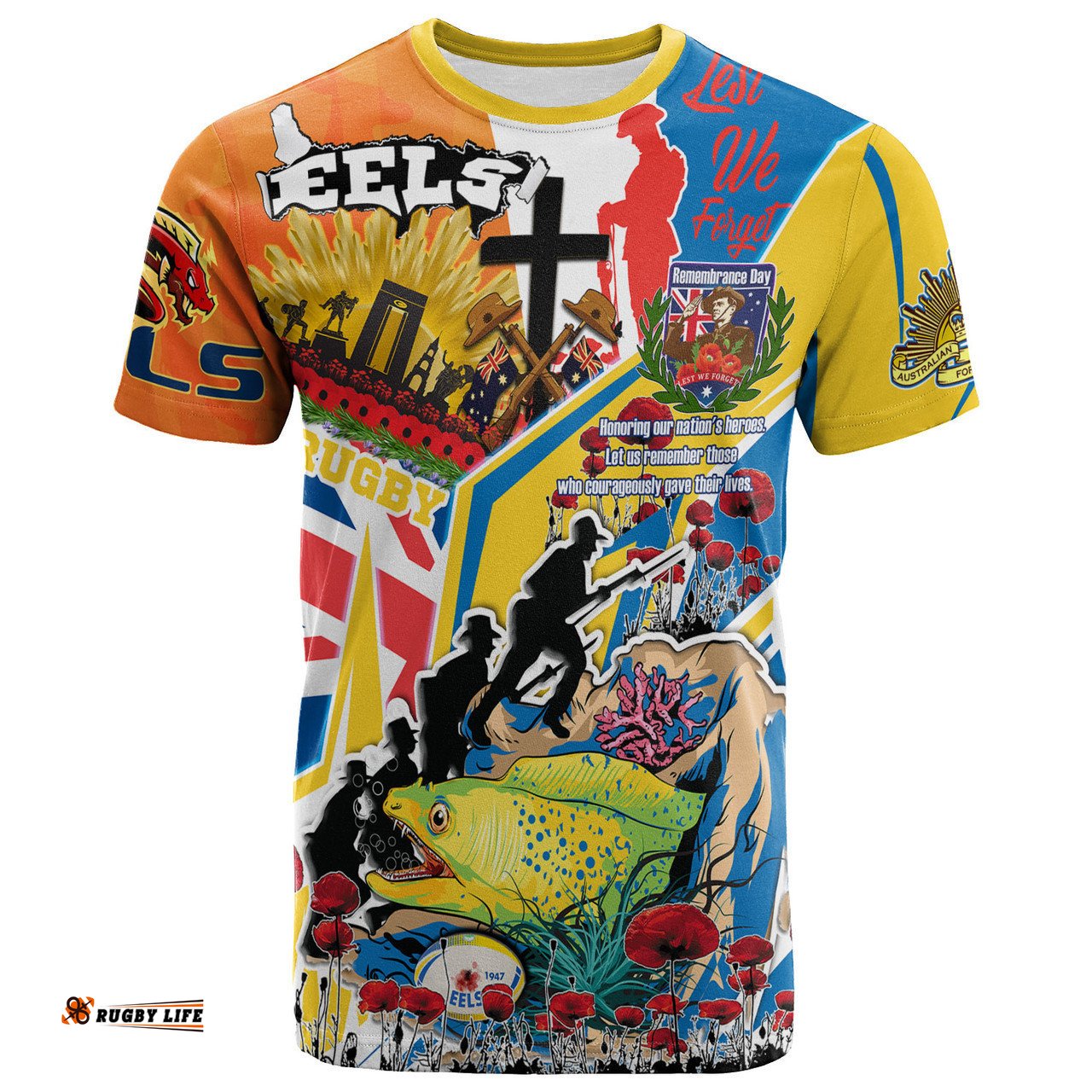 Amazing Aussie Parramatta Eels T-shirt - Custom Remembrance Parramatta Eels Anzac Quote With Poppy And Rosemary T-shirt