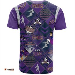 Amazing Aussie Melbourne Storm T-Shirt - Argyle Patterns Style Tough Fan Rugby For Life