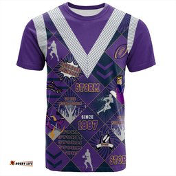 Amazing Aussie Melbourne Storm T-Shirt - Argyle Patterns Style Tough Fan Rugby For Life