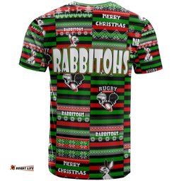 Amazing Aussie South Sydney Rabbitohs T-Shirt - South Sydney Rabbitohs Merry Christmas Random Square Pattern T-Shirt