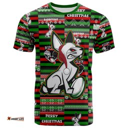 Amazing Aussie South Sydney Rabbitohs T-Shirt - South Sydney Rabbitohs Merry Christmas Random Square Pattern T-Shirt
