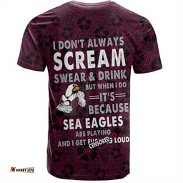 Amazing Aussie Manly Warringah Sea Eagles T-Shirt - Scream With Tropical Patterns