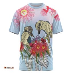 Amazing Aussie Australia Kookaburra T-shirt - Couple Kookaburra With Eucalyptus Flower Art T-shirt