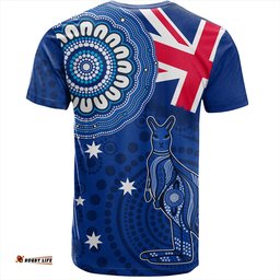 Amazing Aussie Australia T-Shirt Flag With Kangaroo Aboriginal