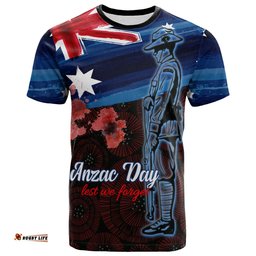 australia anzac day t shirt poppy flowers with australia flag