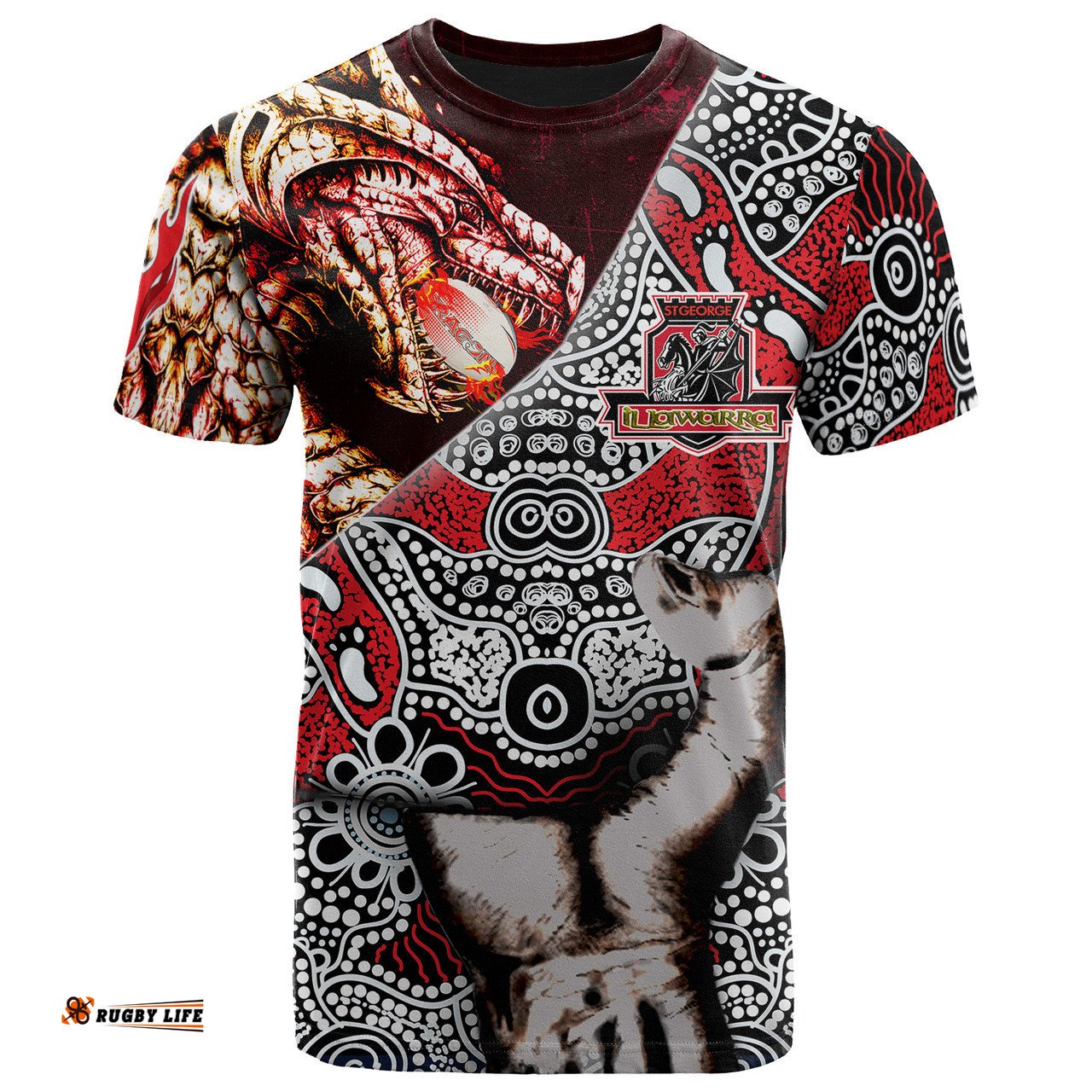 Amazing Aussie St. George Illawarra Dragons Indigenous Custom Patronage T-shirt - Dragons Bloods In My Veins