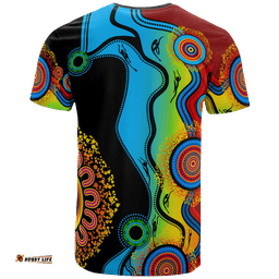Amazing Aussie Australia Aboriginal Inspired T-shirt - Indigenous Art Color Circle Patterns Blue Dream T-shirt