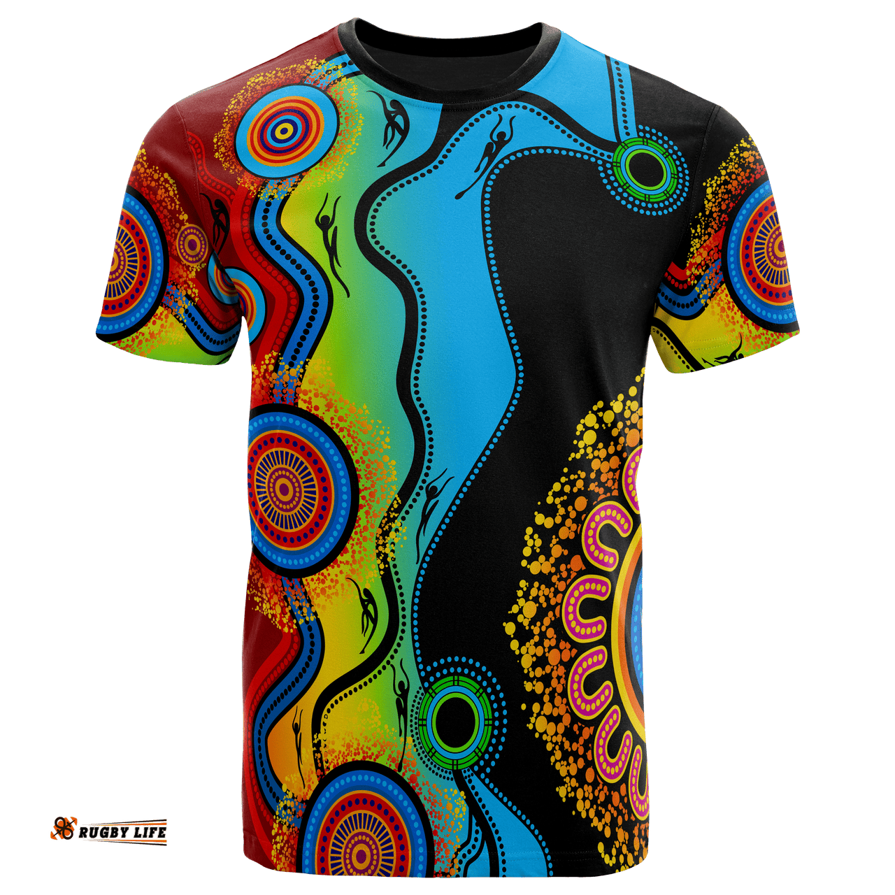 Amazing Aussie Australia Aboriginal Inspired T-shirt - Indigenous Art Color Circle Patterns Blue Dream T-shirt