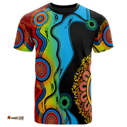 Amazing Aussie Australia Aboriginal Inspired T-shirt - Indigenous Art Color Circle Patterns Blue Dream T-shirt