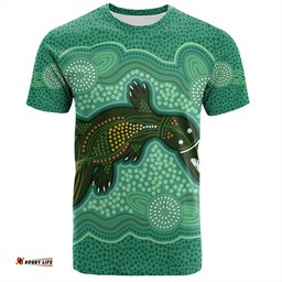 Amazing Aussie Australia Aboriginal T-shirt - Green Platypus Aboriginal Art Inspired T-shirt