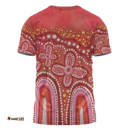 Amazing Aussie Australia Aboriginal T-shirt - Dot painting illustration in Aboriginal style Red T-shirt