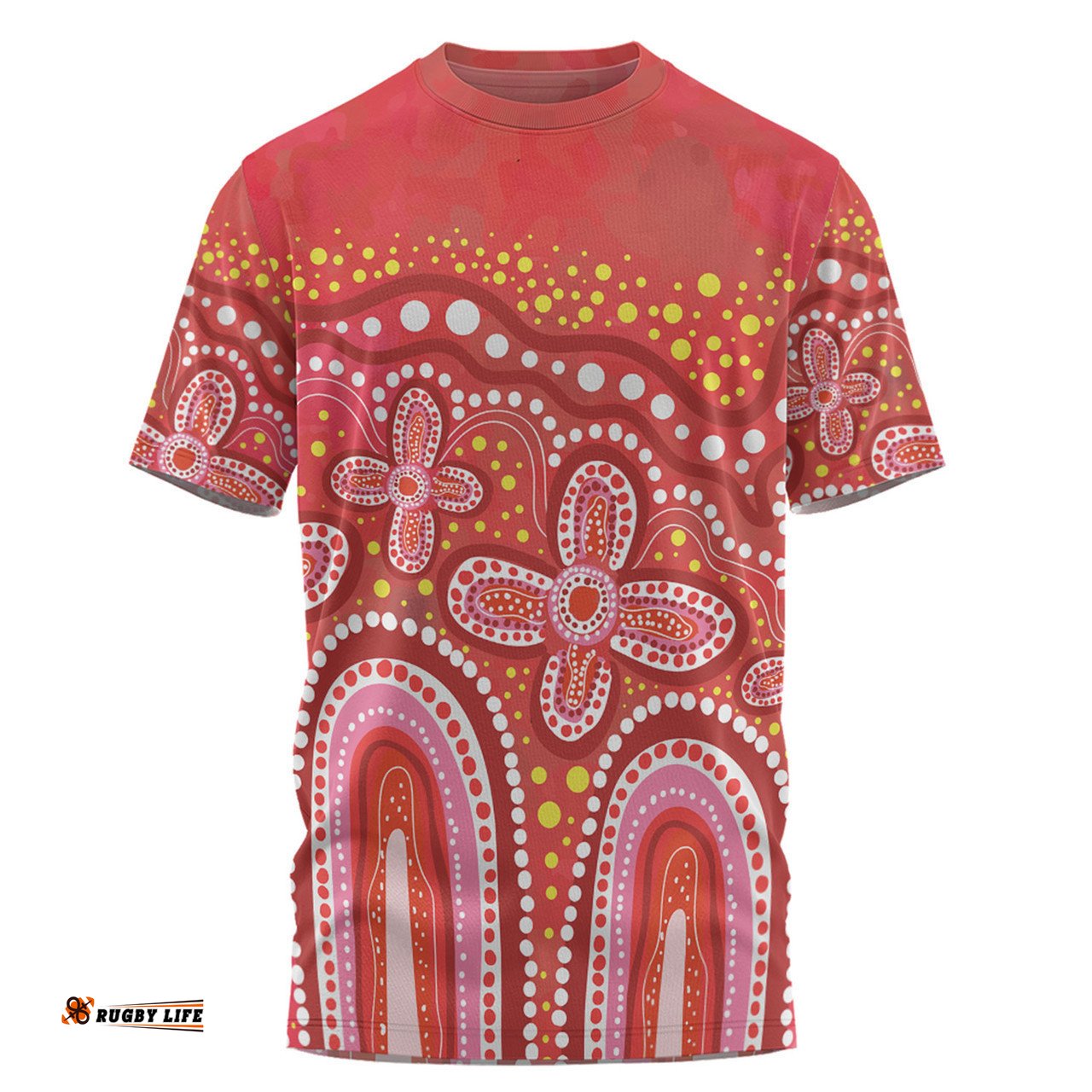 Amazing Aussie Australia Aboriginal T-shirt - Dot painting illustration in Aboriginal style Red T-shirt