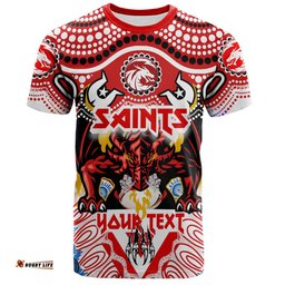 Amazing Aussie St. George Illawarra Dragons Indigenous Custom T-shirt - The RED V With Indigenous Culture T-shirt