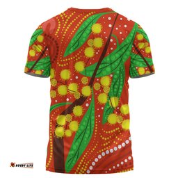 Amazing Aussie Australia Aboriginal T-shirt - Aboriginal Dot Art Of Australian Yellow Wattle Painting T-shirt