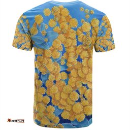 Amazing Aussie Australia Golden Wattle T-shirt - Golden Wattle Blue Background Oil Painting Art T-shirt