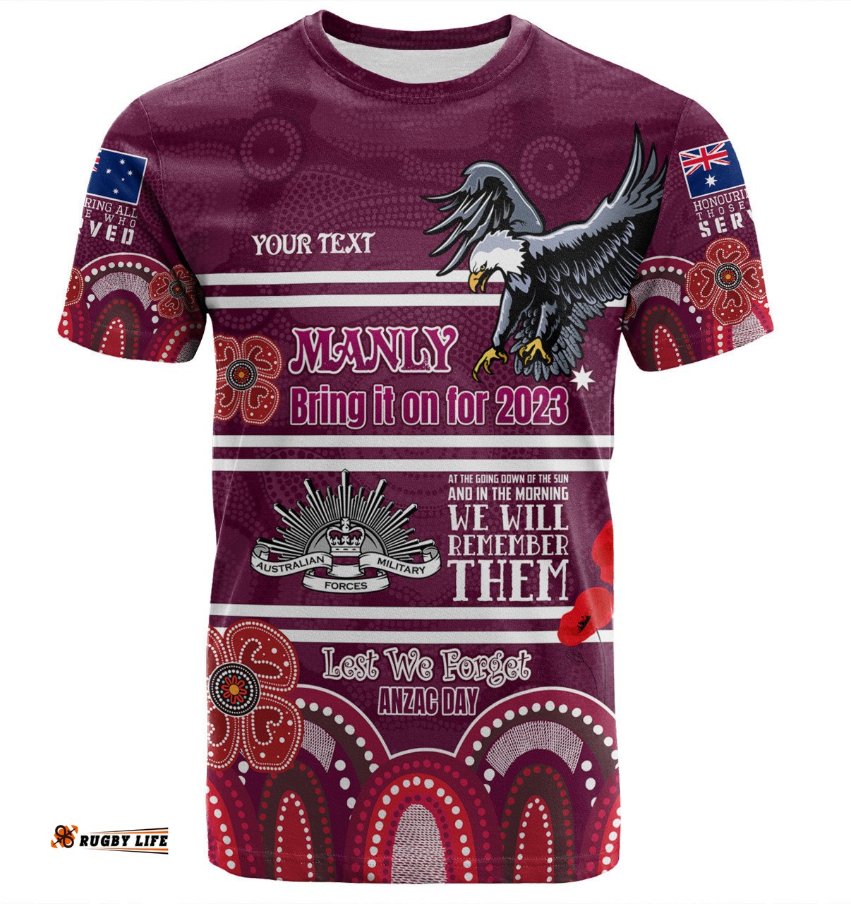 Amazing Aussie Manly Warringah Sea Eagles Anzac Custom T-shirt - Manly Bring it on 2023 T-shirt