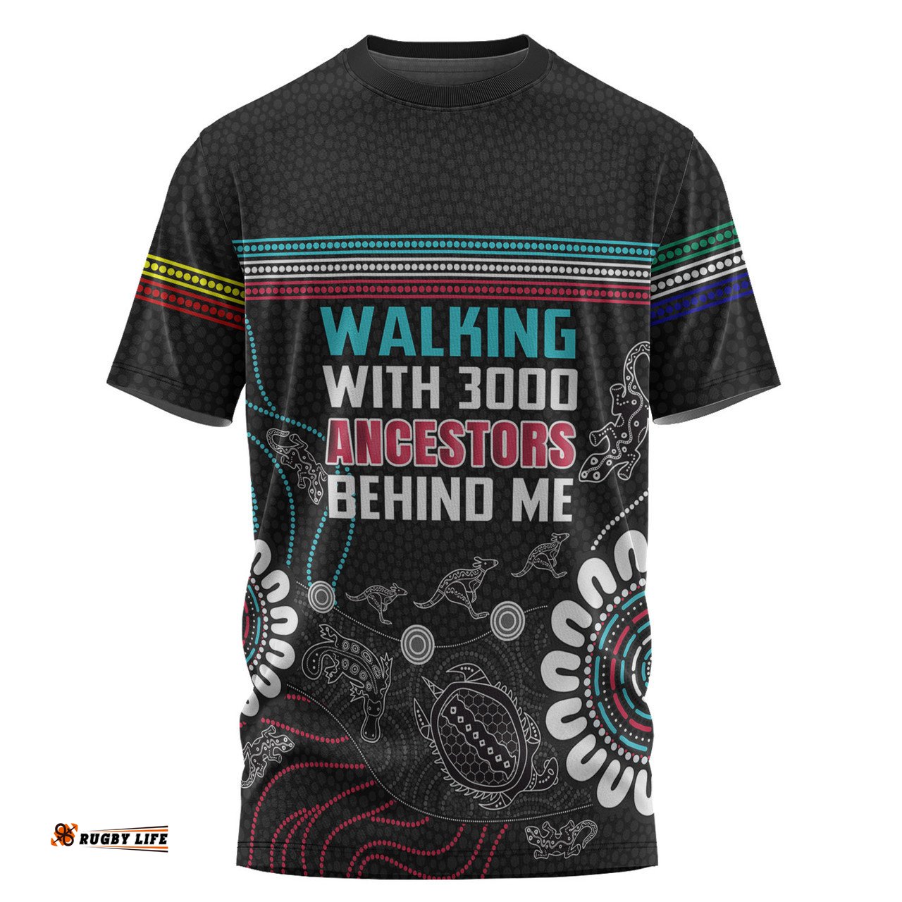 Amazing Aussie Australia Aboriginal T-shirt - Walking with 3000 Ancestors Behind Me Black T-shirt