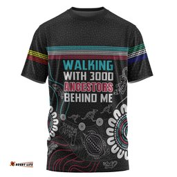 Amazing Aussie Australia Aboriginal T-shirt - Walking with 3000 Ancestors Behind Me Black T-shirt